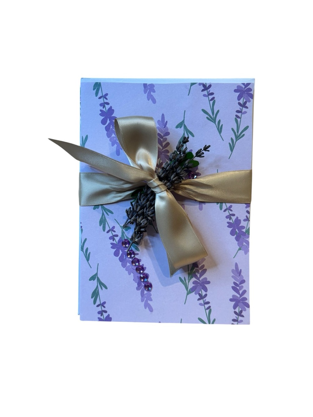 (5) Cards Handmade Jeweled Lavender Floral Card Collection – 4x6 Blank Cards - Picture 3 of 5